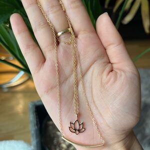 JEWELRY NECKLACE GOLD GOOD KARMA LOTUS PENDANT